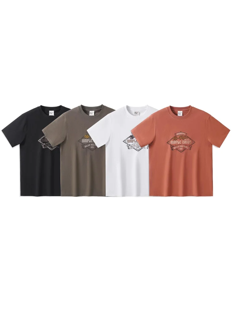 

Summer New American Retro Short-sleeved O-neck Letter Printed T-shirt Men's Fashion Simple 100% Cotton Washed Casual Sport Tops