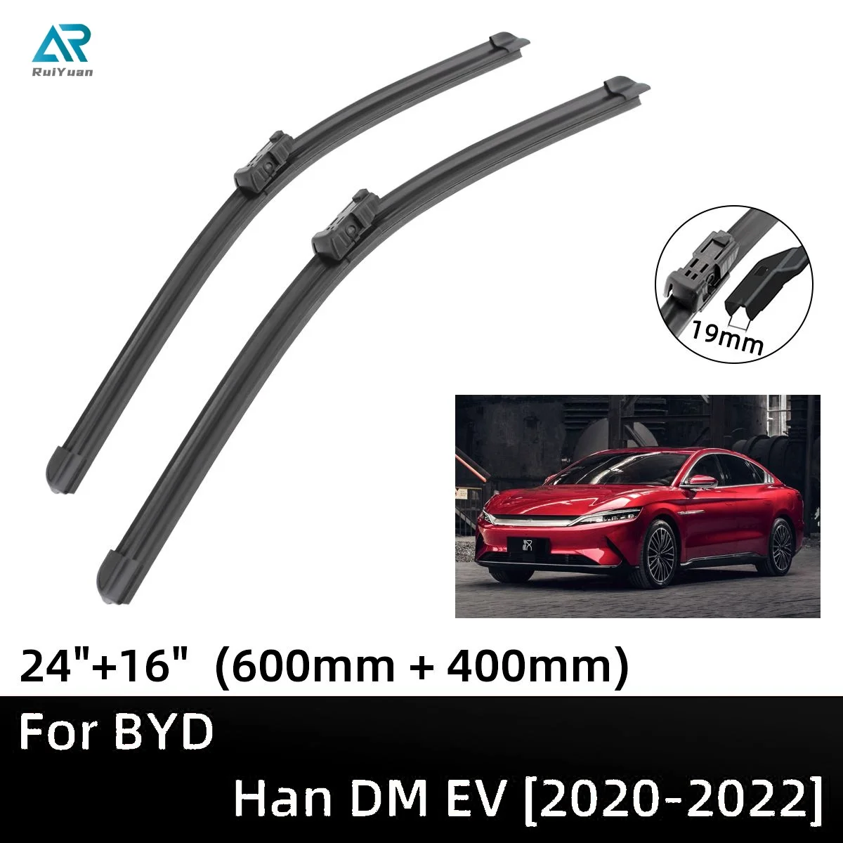 

For BYD Han DM EV 2020-2022 24"+16" Front Windshield Wiper Blades Brushes Cutter Accessories 2020 2021 2022