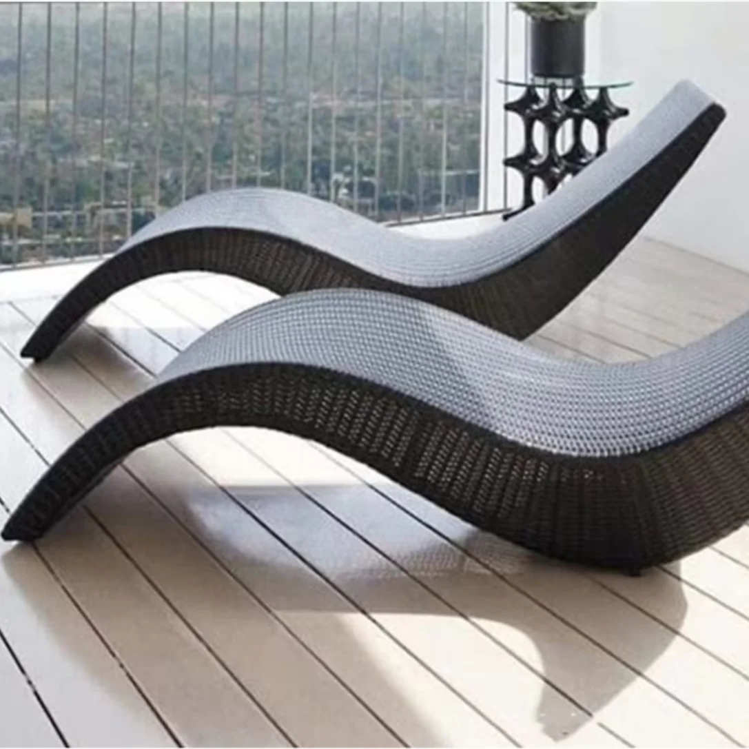 

Modern One-Seater Outdoor Aluminum Rattan Bed Waterproof Sun Protection Patio Lounge Chair Hotels Exterior Swimming Pools