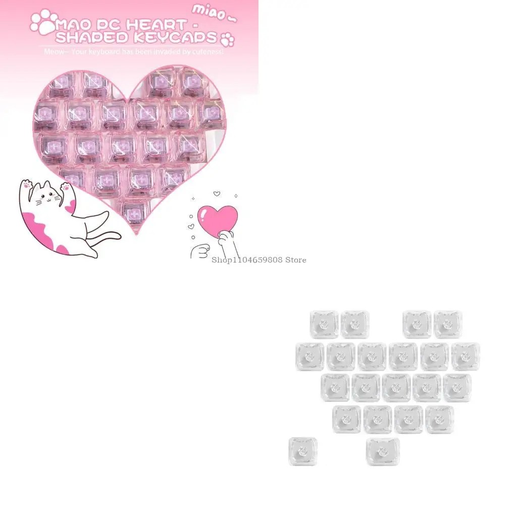 أغطية مفاتيح بتصميم كرتوني مع قلوب ملونة شفافة رقيقة، وملمس مريح يعزز غطاء المفاتيح في الكتابة