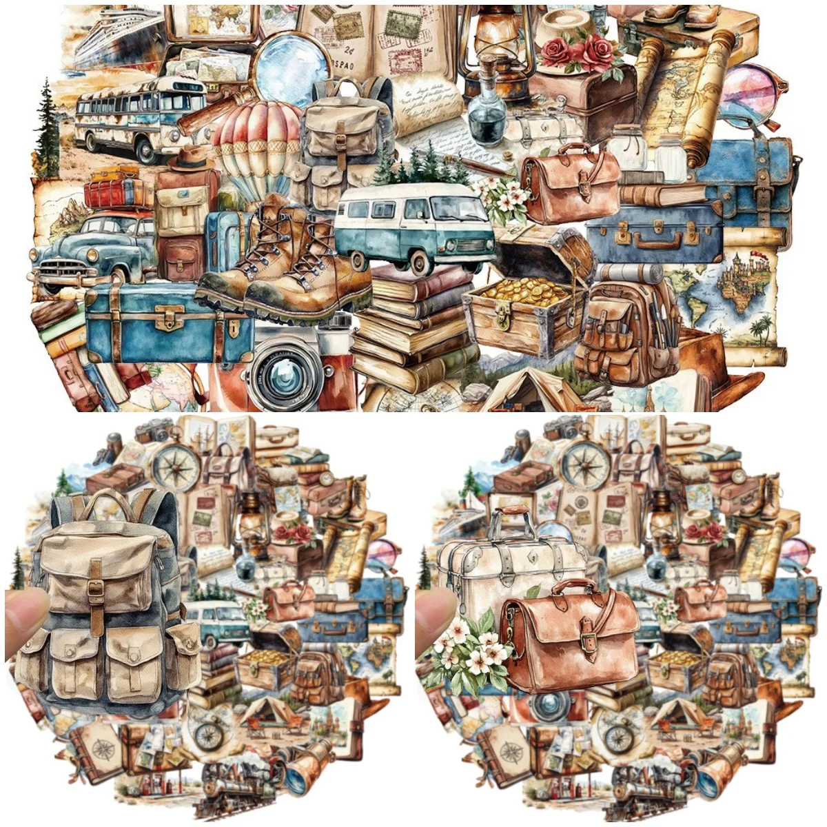 50Pcs Retro Travel Stickers, Phone Cases, Luggage, Skateboard Speakers, Water Cups, Graffiti Stationery Stickers