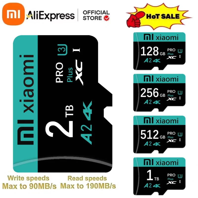 Xiaomi 2TB 1TB High Speed Memory Card 128GB 256GB 512GB Flash SD Class 10 Micro TF Card TF SD Card For PC Phones Tablets Camera