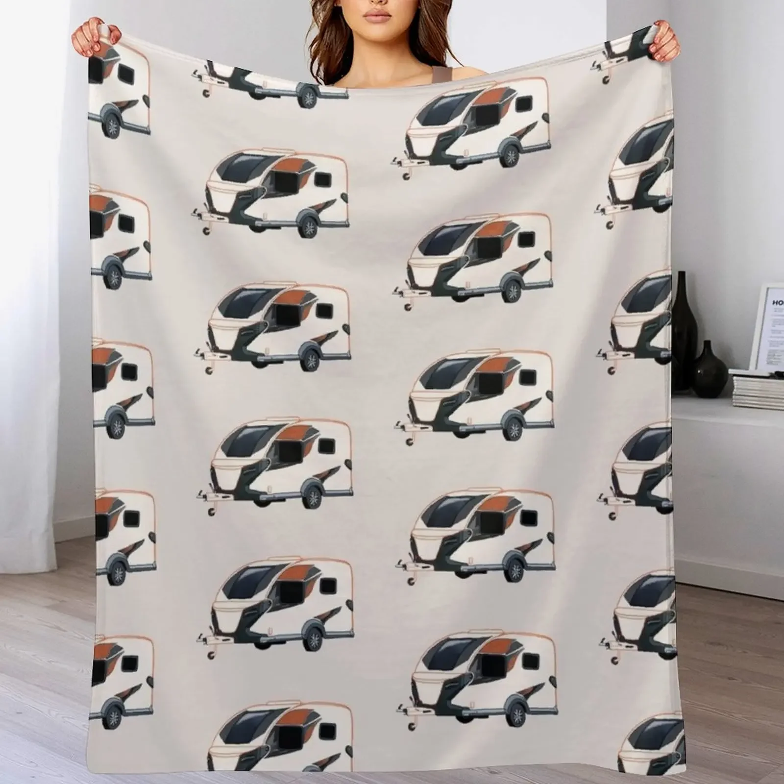 

BASE CAMP Caravan with Honeycomb pattern Throw Blanket Single funny gift wednesday Luxury Throw Blankets