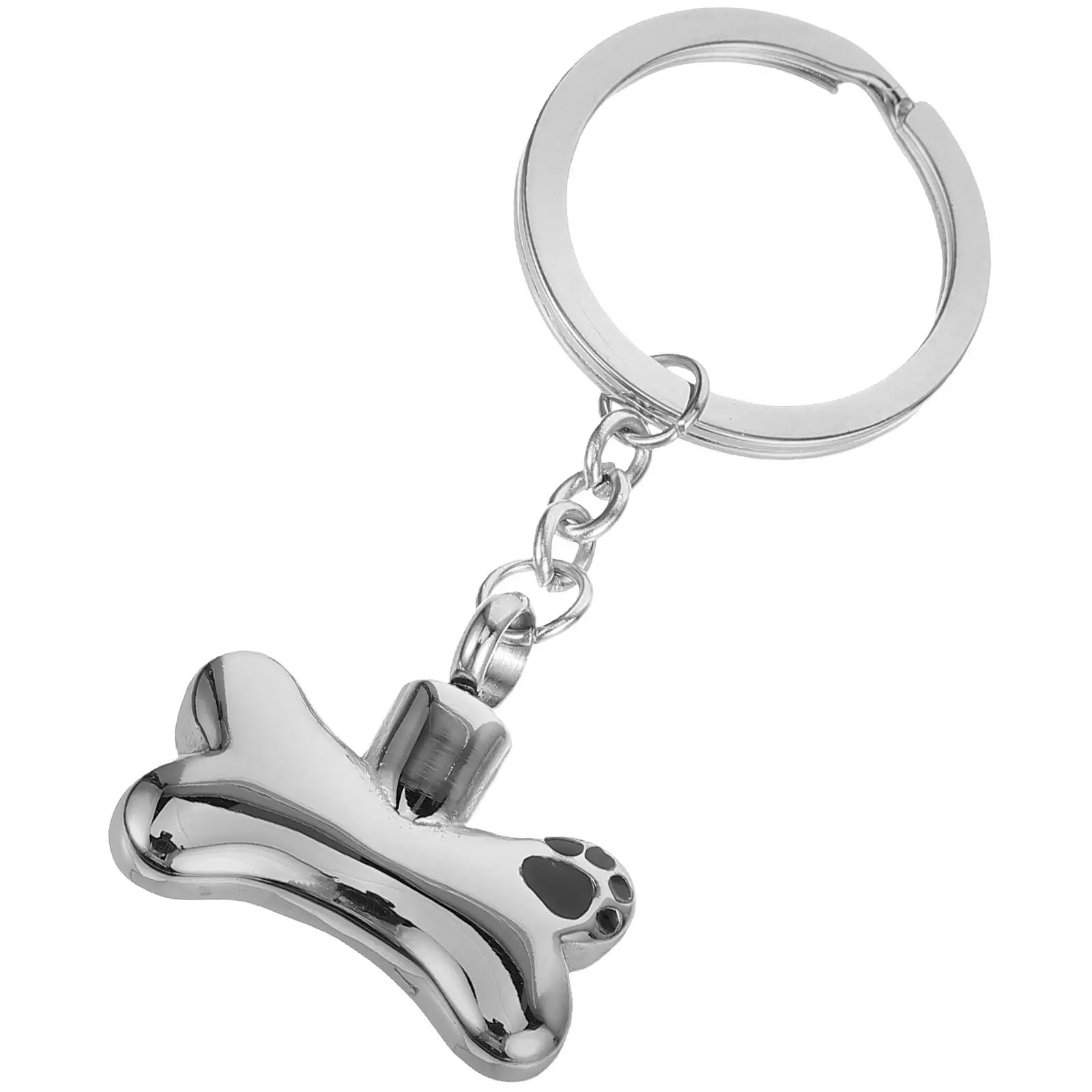 Dog Paw Print Pendant Pet Ash Container Mini Key Chain Keepsake Bracelets Urn Keychain Titanium Steel Urns Stainless Steel