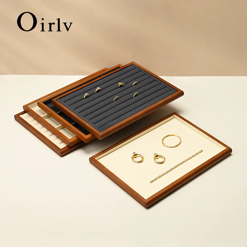 Oirlv – plateau rétro en bois pour bagues, boucles d'oreilles, Bracelet, pendentif, collier, accessoires de bijouterie, présentoir, rangement, vitrine