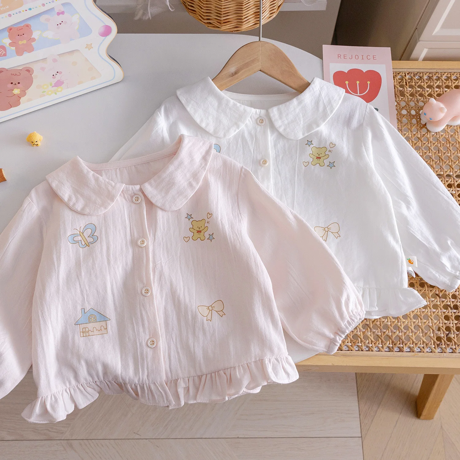 

18M-6T spring autumn children kids girls cotton fashion cute shirt blouse