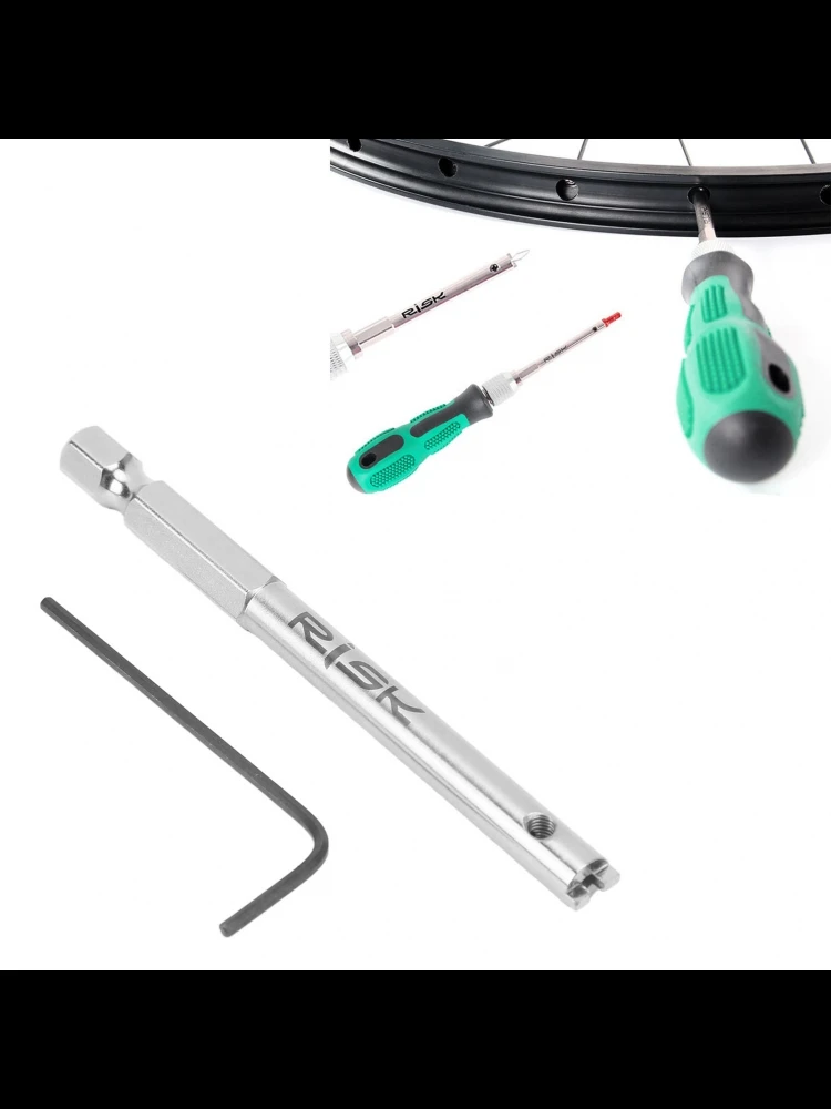 AliExpress NONE RISK Bike Spoke Nipple Insertion Tool Stainless Steel Rustproof Durable Hex Wrench Screw Circlip Screw Bit for Bicycle Repair