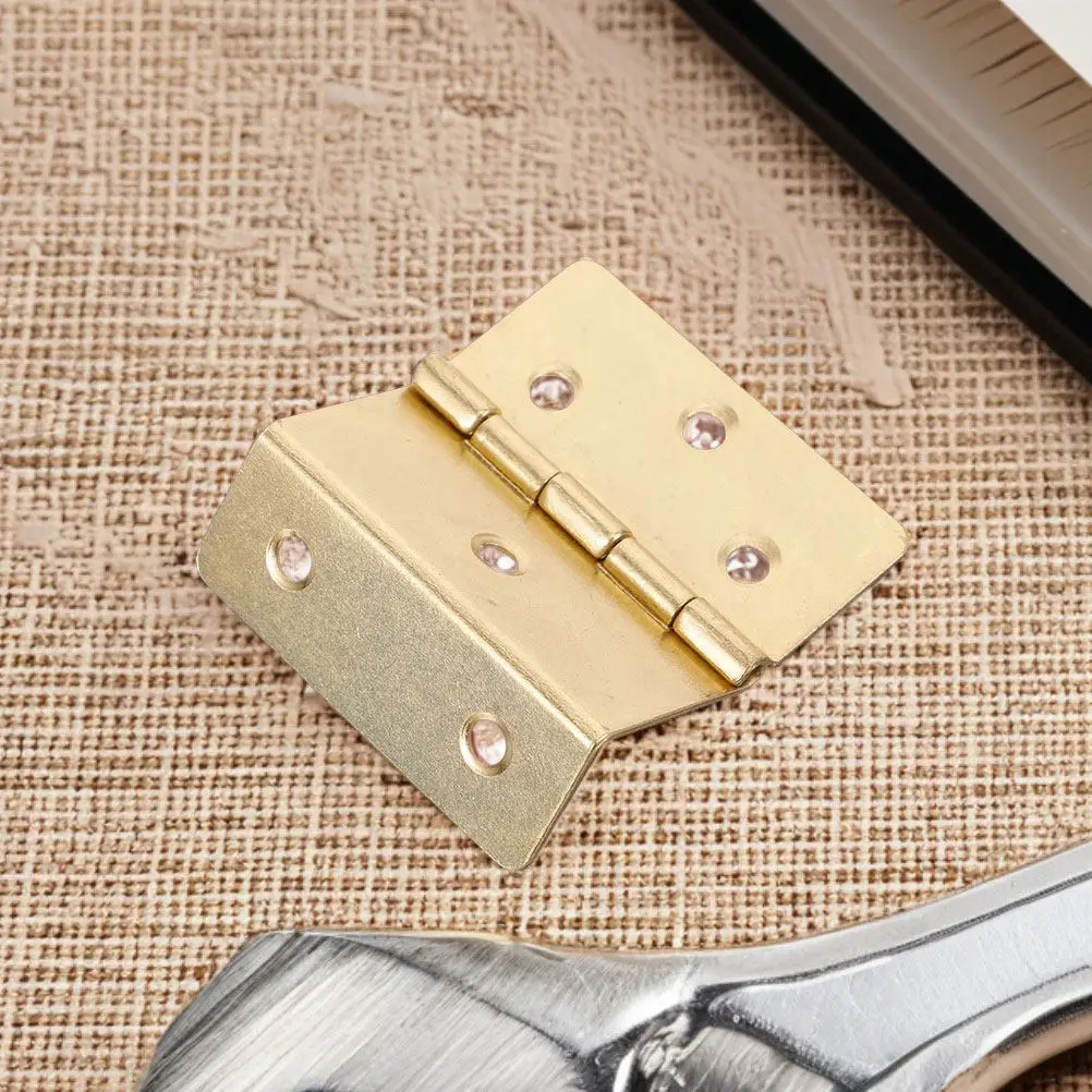 4Pcs Vintage Style Triple Fold Hinge Heavy Duty Iron Hinge for Kitchen Cabinets Wardrobe Doors Furniture Jewelry Boxes Home Use