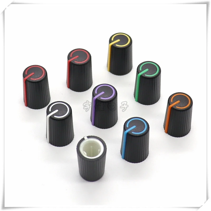 20PCS 11.5*17MM Plastic 2 Color Knob Cap Mixer Potentiometer Knob Sound Card Volume Switch Cap Half Shaft Inner Hole 6MM