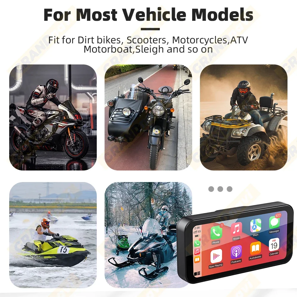 6.25inch Motorcycle Car Monitor GPS Navigation IPX7 Waterproof Wireless Android Auto Carplay Screen IPS Display Motorcycle Radio