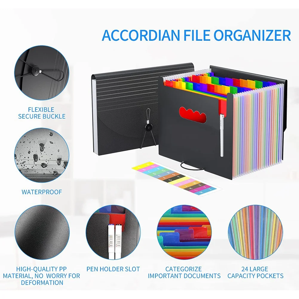 Accordian File Organizer,Expandable File Folder,Portable Accordian Folder Letter Size,for Paper Documents A4 Letter Size