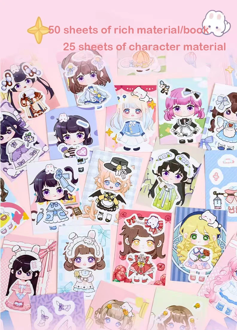 50 قطعة من مجموعة ملصقات كتاب فول المحمولة اللطيفة مع ملاقط هدية حرفية لاصقة إبداعية