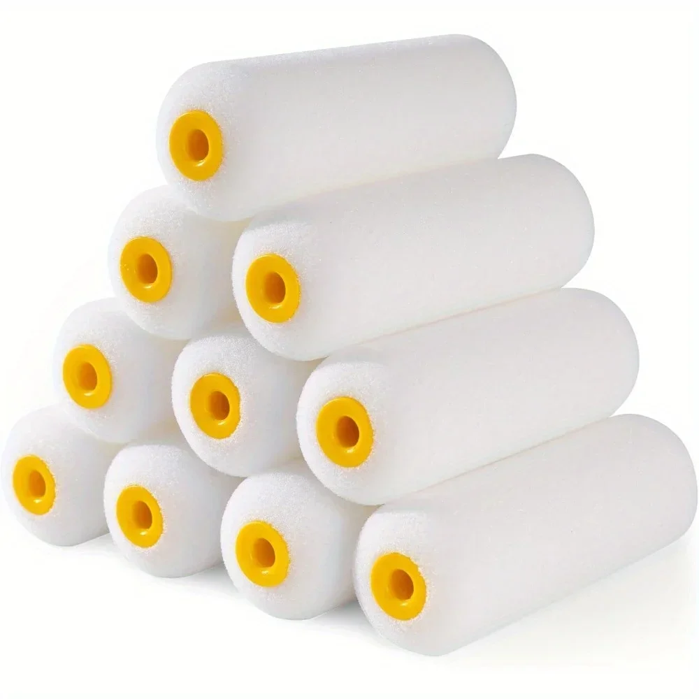10PCS 100mm Mini White Durable Foam Paint Roller Sleeves Painting Decorating Sponge Rollers Art Sets Painting Supplies