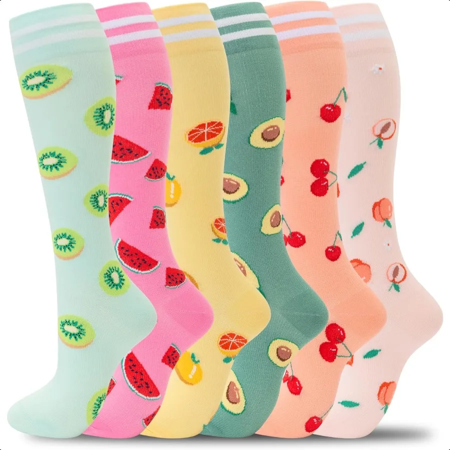 

fenglaoda Comprion Socks for Women Men port Circulation 6 Pairs Socks For Nurse Travel Flight