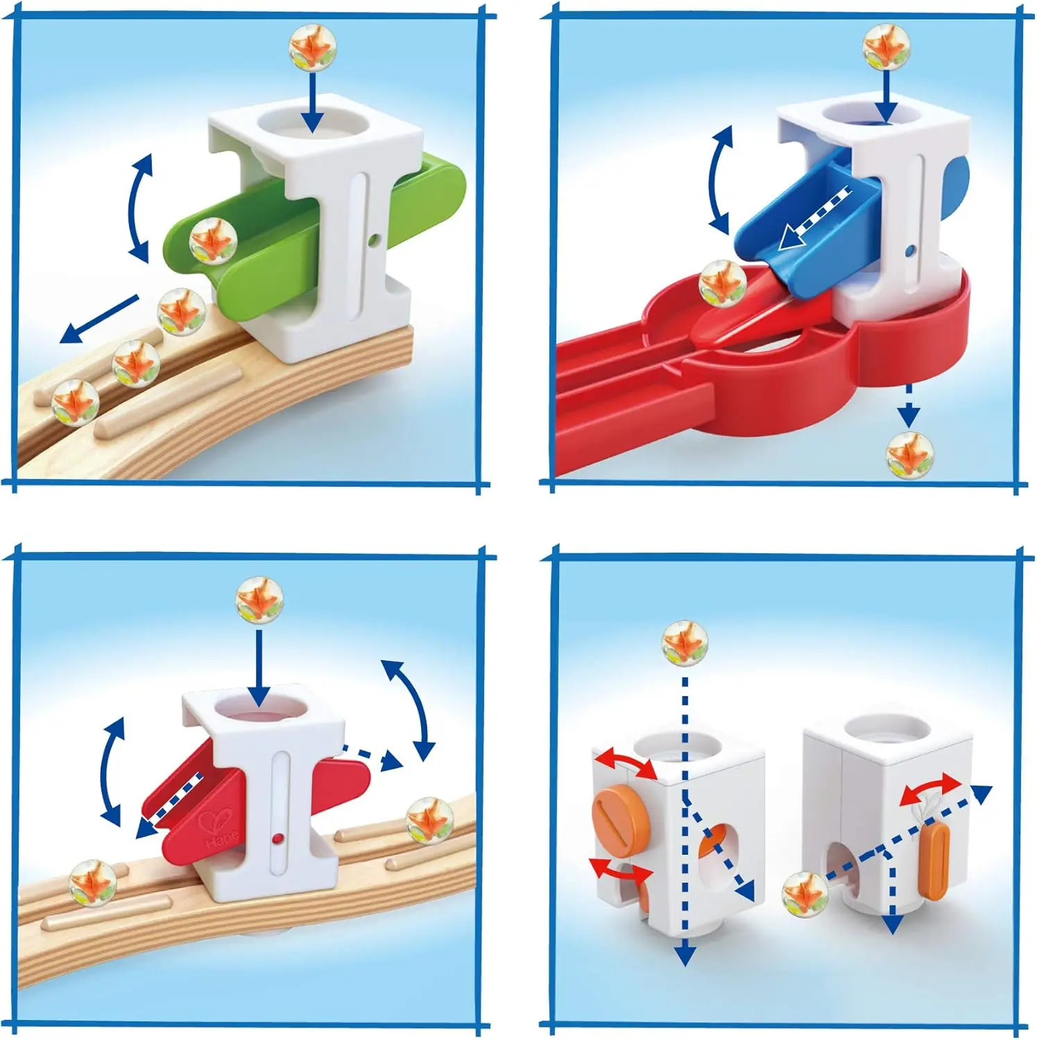Wooden Quadrilla Super Spirals Marble Run STEM Toy for Kids 4+ Years