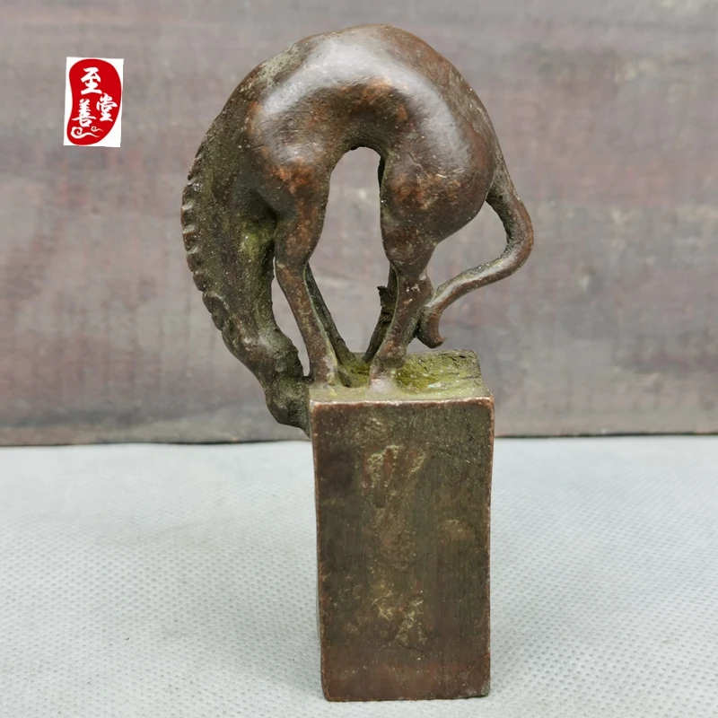 Antique Collection Old Baojiang Pure Copper Solid Horse Drinking Water Copper Seal Copper Seal Copper Feng Shui Xuan Guan Tea Pe