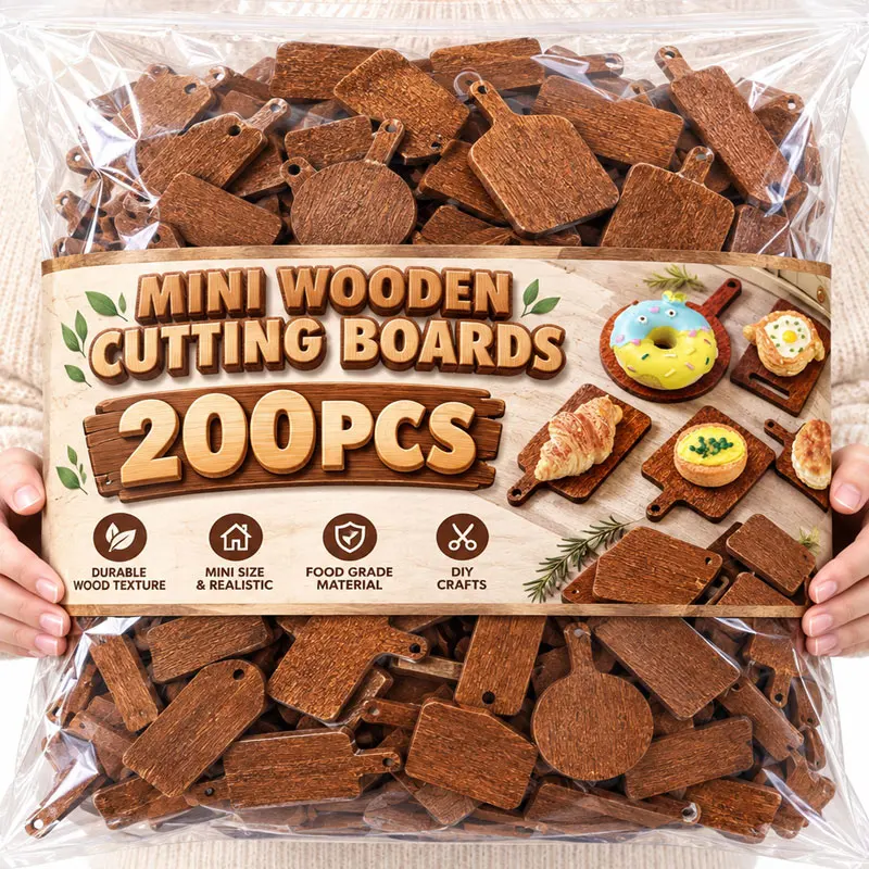 200/20pcs Mini Wooden Cutting Board Charms Wood Board Pendants for DIY Jewelry Making Earring Keychain Handmade Craft Supplies