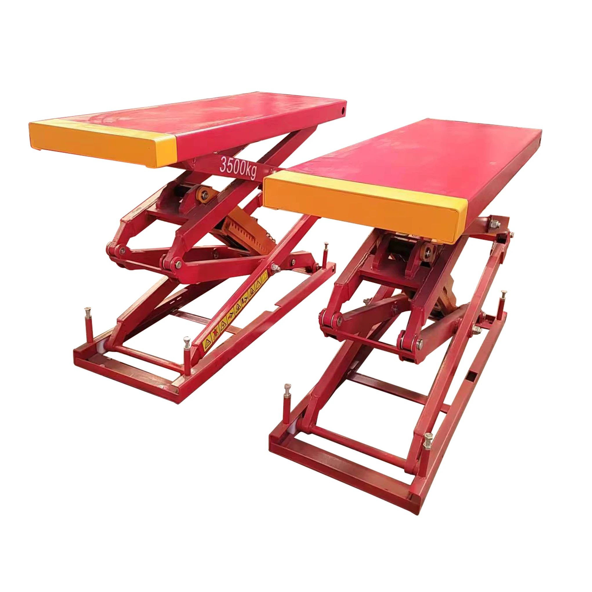 3.5Ton Ground Small Scissor Double Cylinder Hydraulic Car Lift 1850mm Lifting Height Manual Release Safety Lock For Auto Wheel