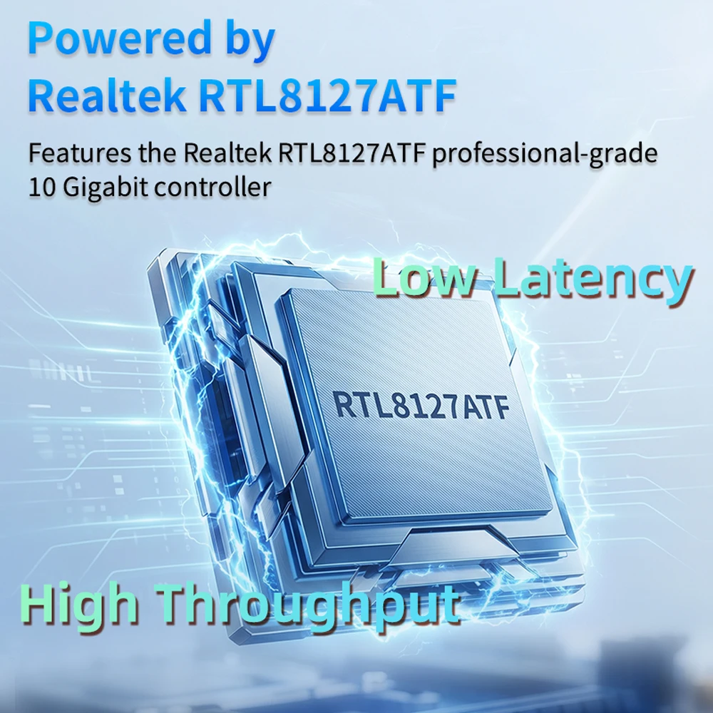 M.2-10G SFP+ 어댑터 RTL8127ATF 10GbE 광섬유 NIC PCIe 3.0 X2 저전력 1.79W NAS 서버용 썸네일 3