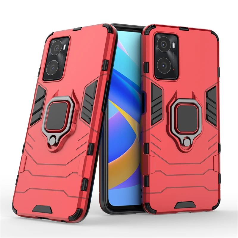 Phone Case For OPPO A96 Cover For OPPO A96 Capas Shockproof Phone Back Magnetic Armor Holder Case For OPPO A 96 A96 Fundas 6.59\