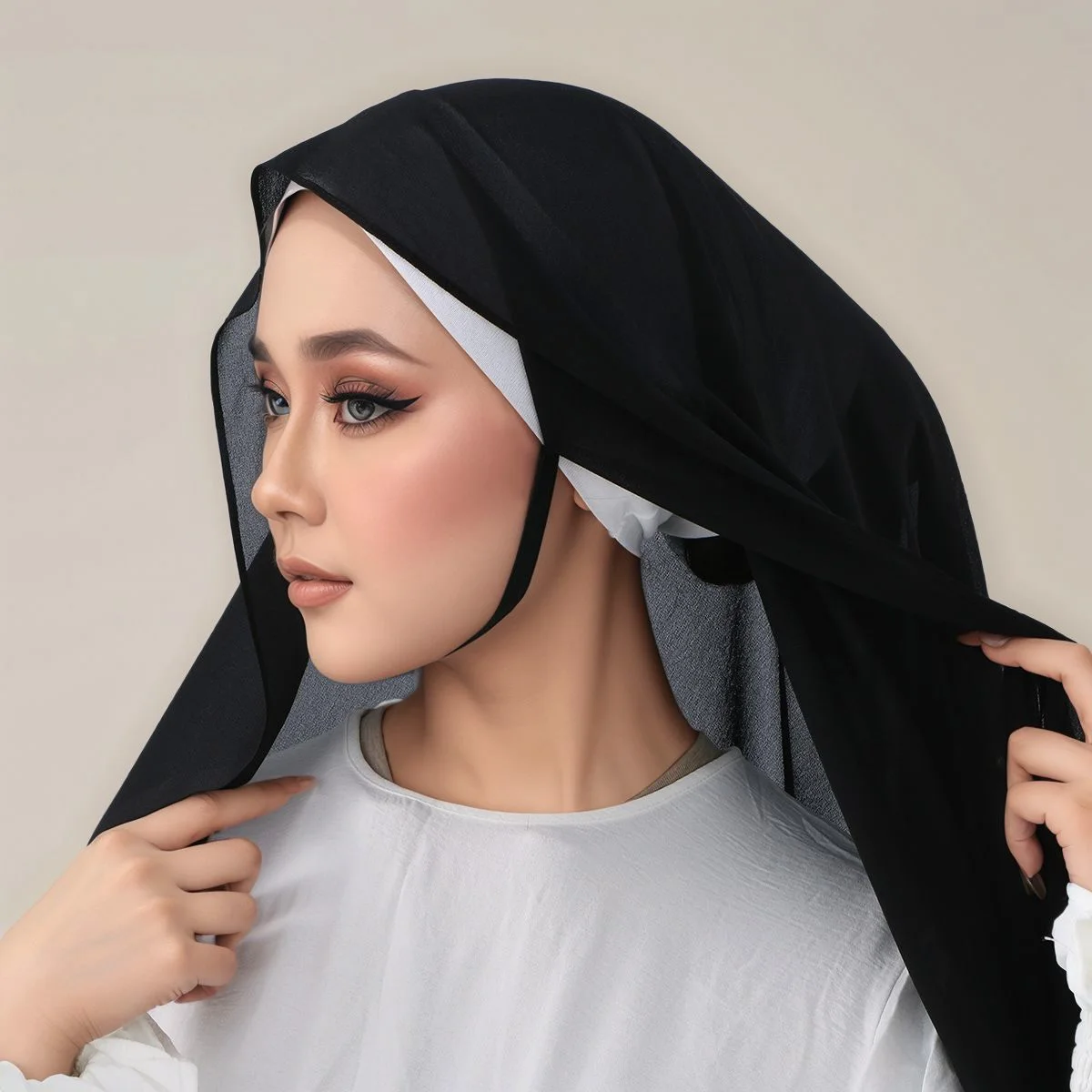 New Elasticity Modal Jersey Instant Hijab With Straps Muslim Woman Hijab Soft Solid Headwraps Turban Islam Malaysia Headscarf