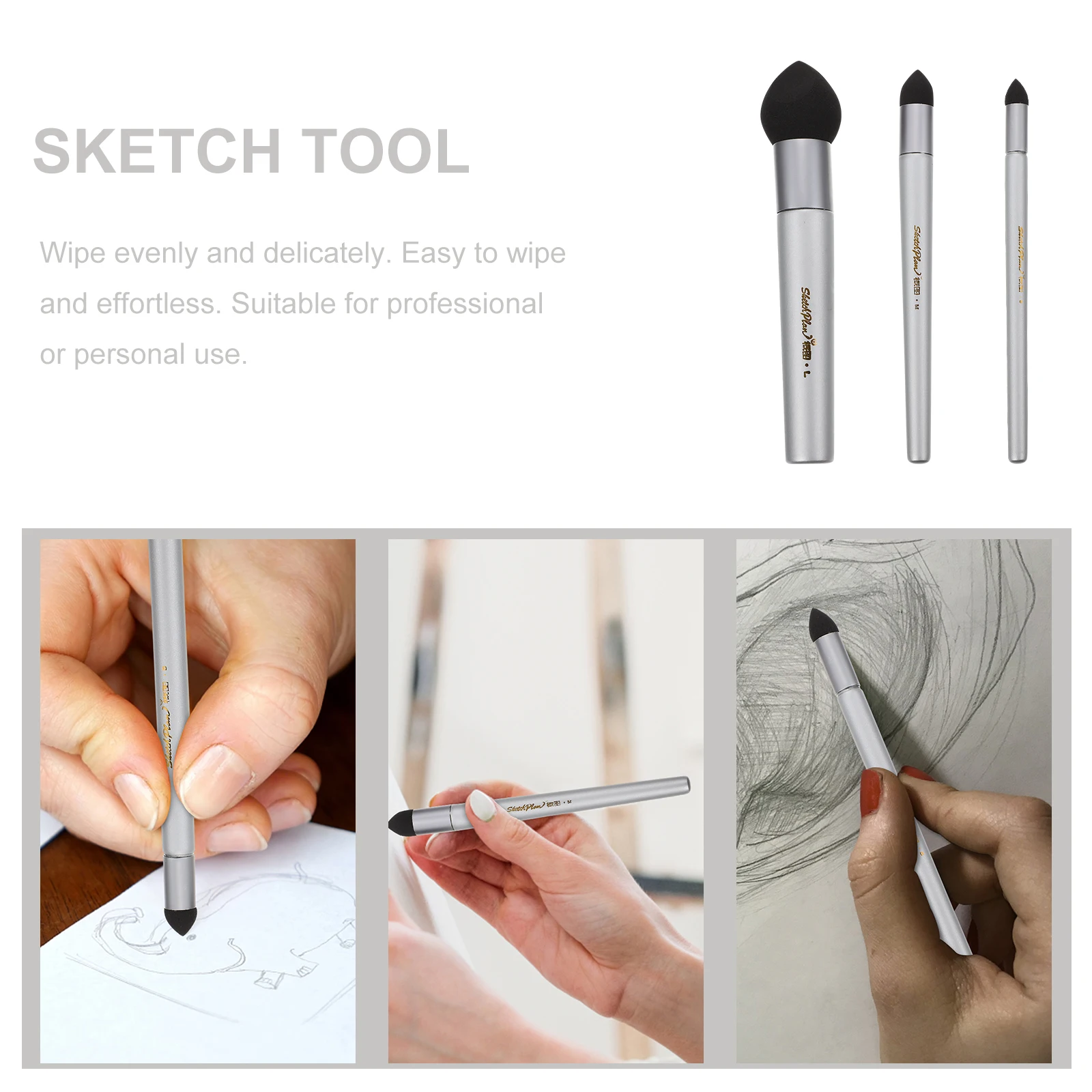 

3 PCS Sponge Pen Professional Tool Artist Drawing Tools Wipers Smudge Erase Plastic Paint Brush