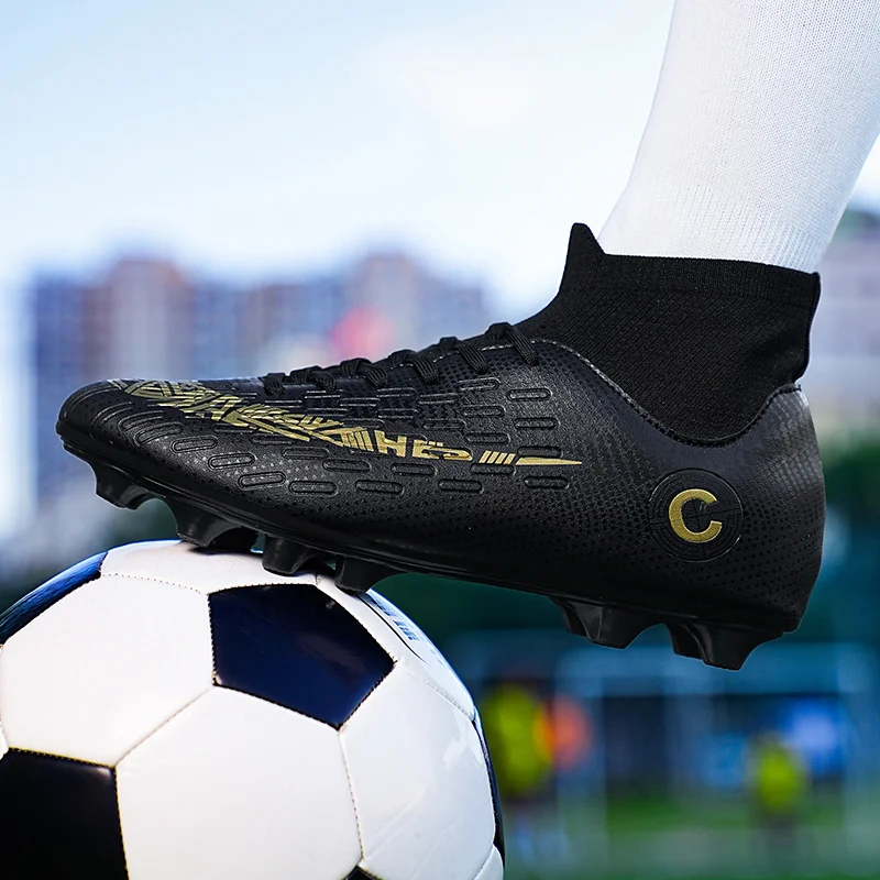 Botas de futebol para homens TF FG, chuteiras antiderrapantes macias, tênis de treinamento de grama, sapatos masculinos ao ar livre, calçado esportivo alto