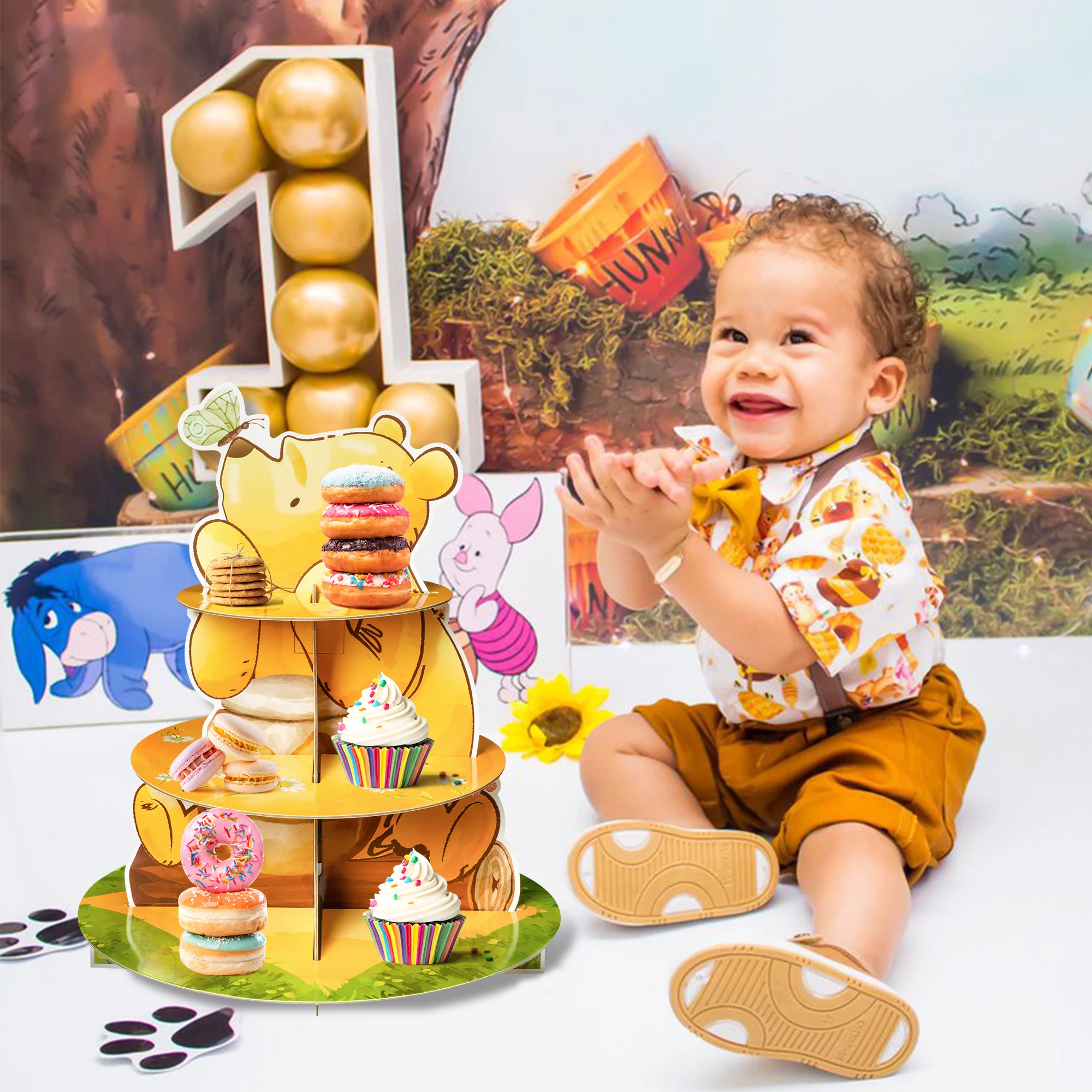 3 Layers Watercolor Princess Cupcake Stand Cardboard Castle Shape Cake Stand for  Baby Anniversary Birthday Tea Party Supplies