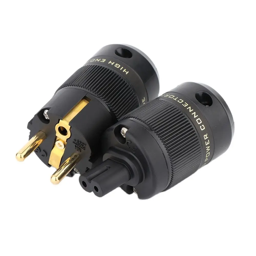 Paar Figure 8 C7 Netzstecker Rhodium-Beschichtet EU/US HiFi Audio Lautsprecher Verstärker Elektrisches AC-Netzkabel IEC-Stecker Buchse Anschluss – Detail 1