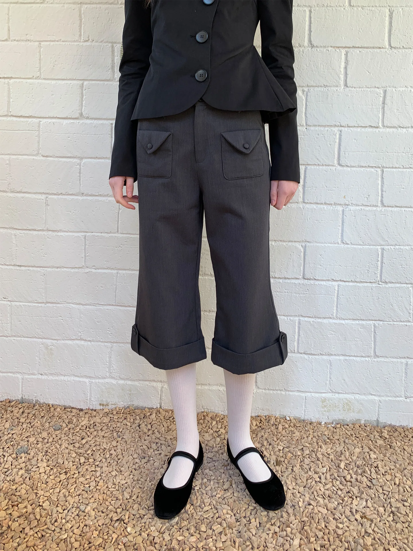 

Брюки SOOMIE Deep ey 3D ket с низкой посадкой, расклешенные, шерстяные, женские, повседневные, прямые, укороченные (7/8), для офиса и повседневной носки