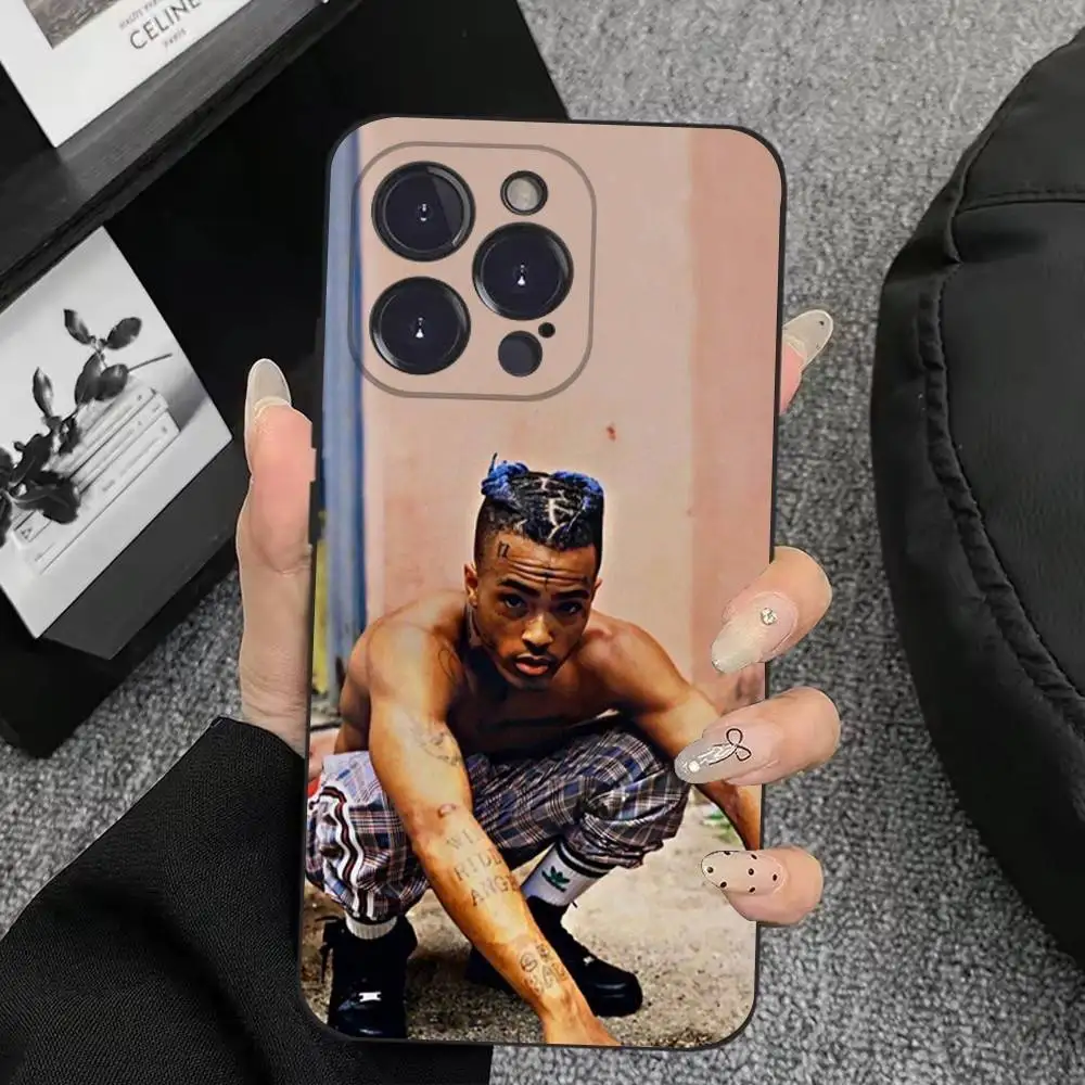 เคสโทรศัพท์ลายแร็ปเปอร์ X-XXXTentacionS สำหรับ iPhone 17,16,15,14,13,12,11,Plus,Pro Max,XS,X,XR,SE,Mini,8,7  วัสดุซิลิโคนนิ่ม สีดำ