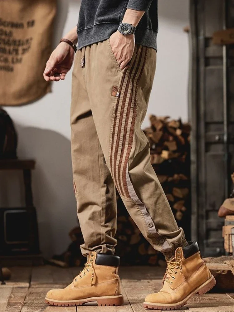 

Low Price Mountain Loose Khaki Color Blocking Male Trousers Regular Fit New In Casual Street Luxury Baggy Long Men's Cargo Pants