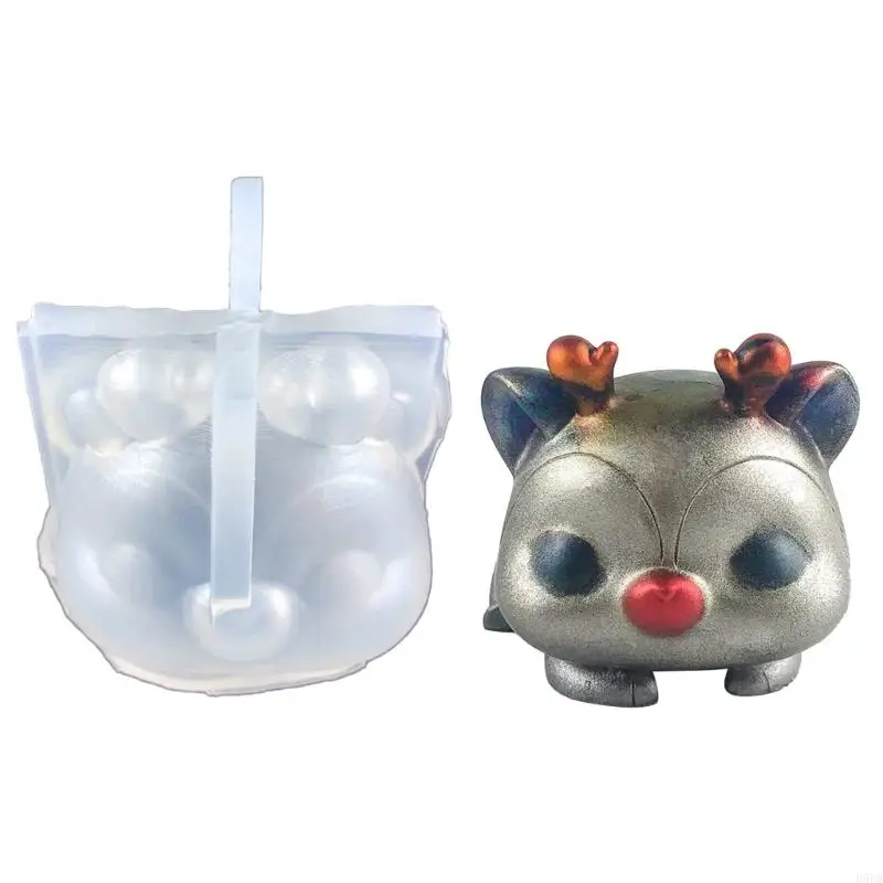 

H9ED Stereoscopic Christmas Elk Mold Plaster Ornament Mold for Home Decoration