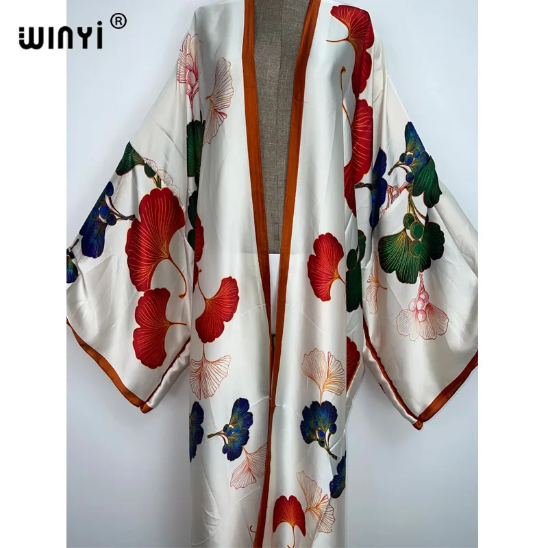 2022 Nieuwe Winyi Zomer Beach Wear Cover Up Lady Boho Vest Wit Afdrukken Elegant Zijdeachtige En Huidvriendelijke Sexy vakantie Kimono