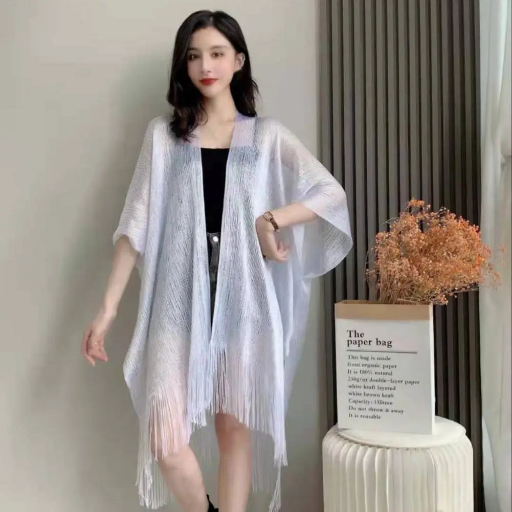 Summer Korean Version Loose Fit Women's Long Cardigan Summer Solid Color Breathable Thin Windbreaker Sunscreen Clothing