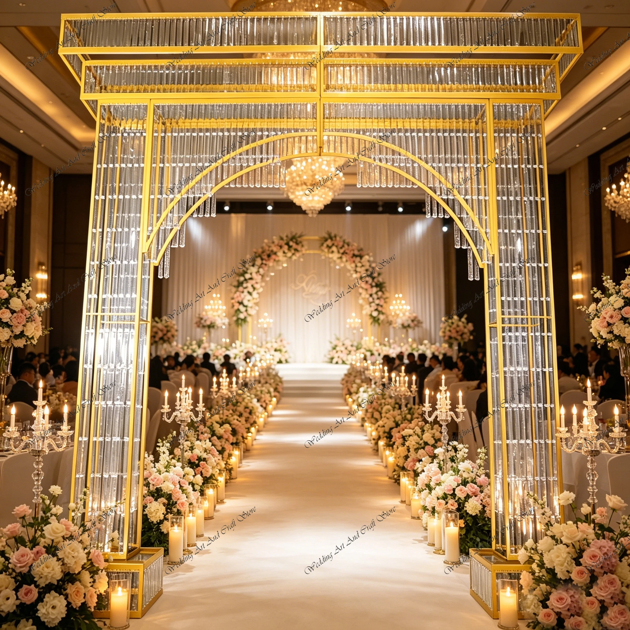 

1pc f30 250cm Heavy Duty Wedding Arch Backdrop Metal Crystal Large Arch Frame for Wedding Backdrop Stage Decoration ivy1043