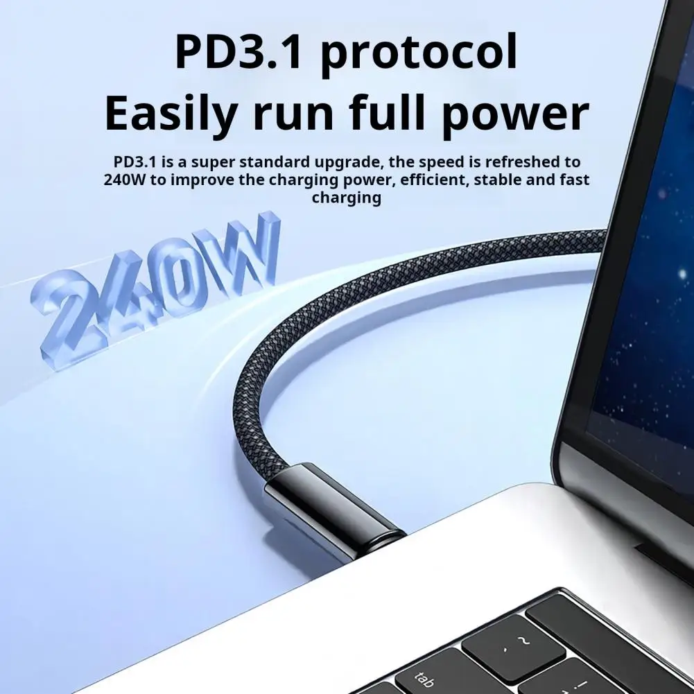 240w Magnetic Fast Charge Cable Braid USB C Cable Retractable Anti-tangles Charging Cord for IPhone Laptop Car Charger Travel