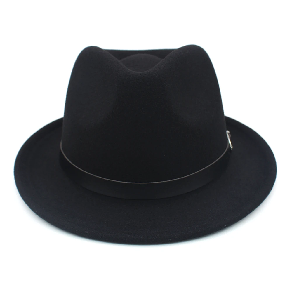 Men Women Wool Blend Classical Retro Fedora Hats Trilby Jazz Sunhat Street Style Caps Party Travel Outdoor Size US 7 1/4 UK L