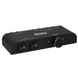 2 Way Speaker Switch, 1 in 2 Out Way Pair Stereo Speaker Selector W/Volume Control Metal Non-Slip Box