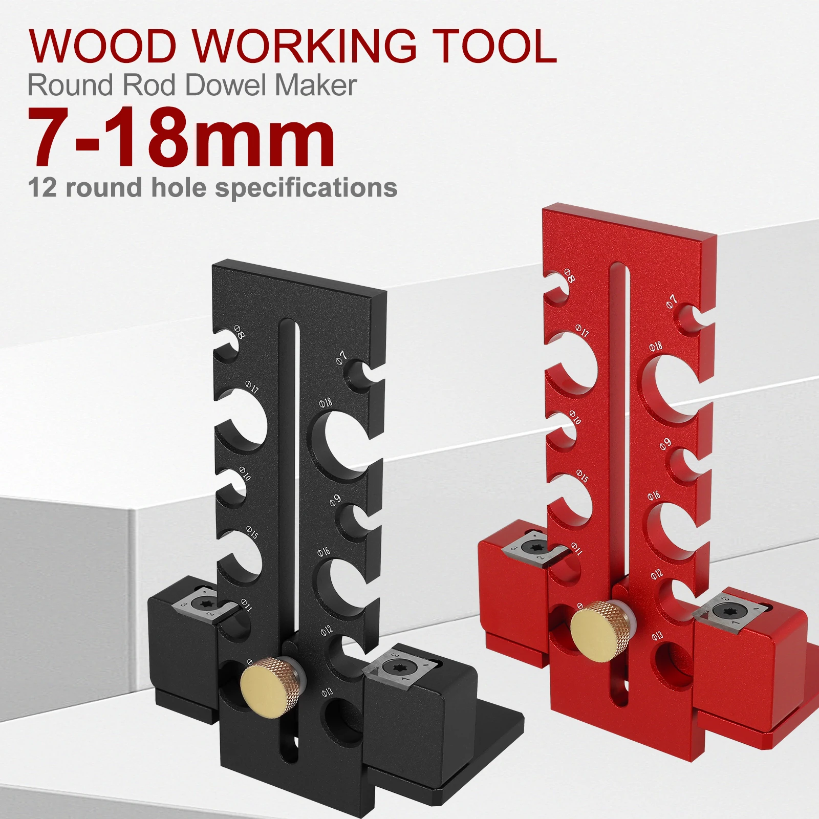 

Dowel Maker Jig Kit 12 Holes Adjustable Dowel Round Rod Sticks Maker Jig Electric Drill Rod Auxiliary Tool for Woodworking