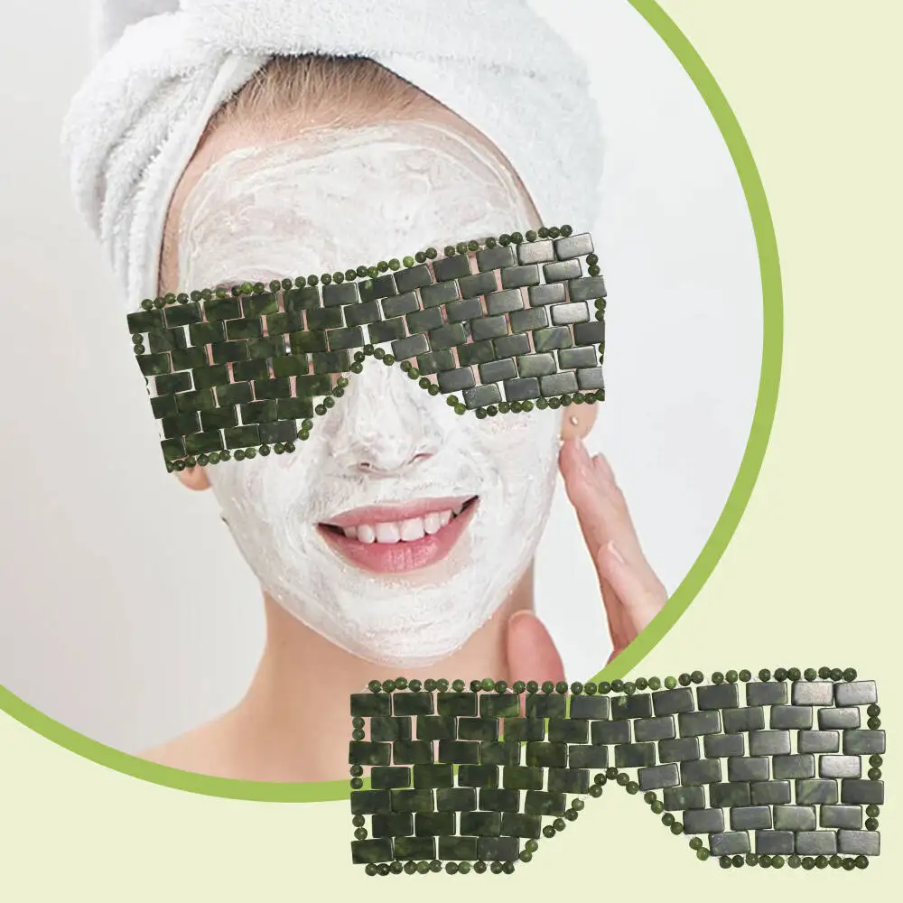 

Маска для глаз из натурального нефрита, охлаждающая терапия отрицательных ионов для пухлых глаз, снимает напряжение головы и способствует релаксации, красоту, против старения