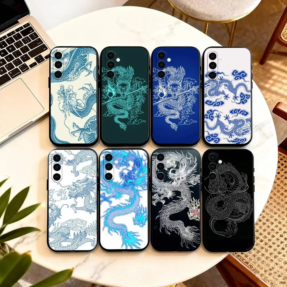 Black Dragon C-Chinese Loong  Phone Case Black Silicone Soft For Samsung Galaxy A73,A72,A71,A70,A53,A52,A51