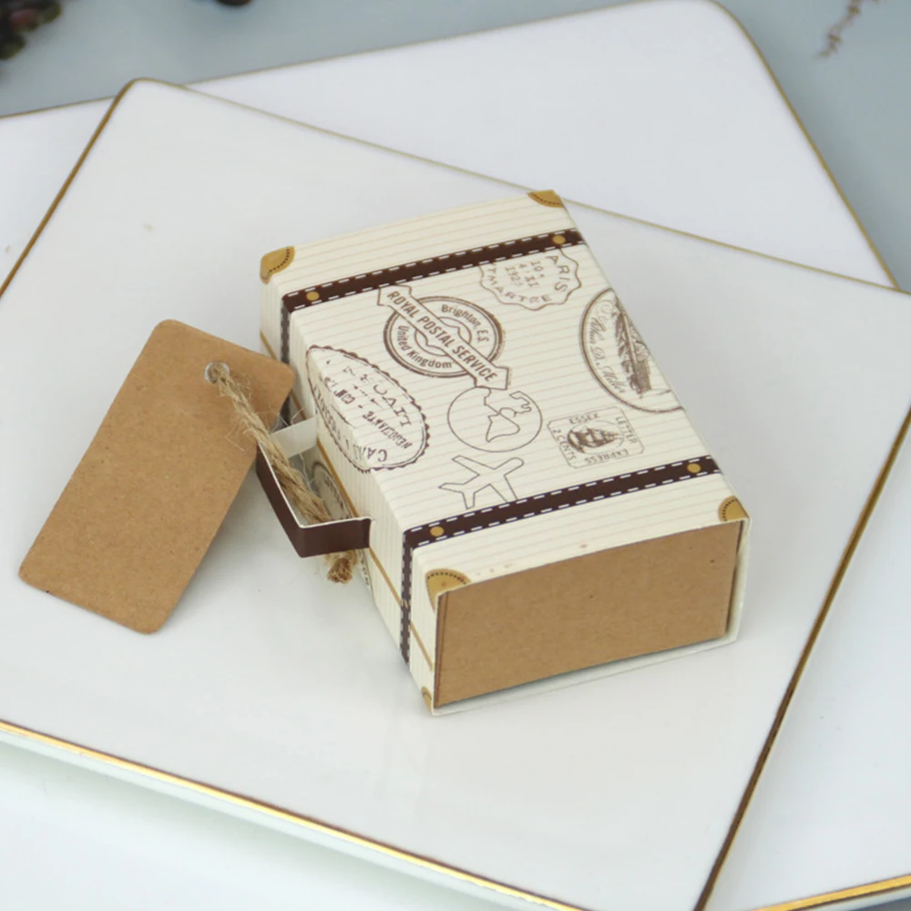 Jewelry Box with Paper Handle Luggage with Hemp Rope Tag Packaging Candy Case For Christmas Gifts and Weddings Valentine' s Day