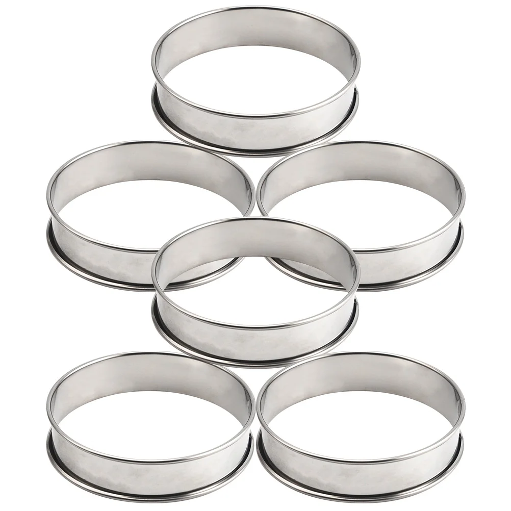 

6pcs Mold Non-Stick Baking Tool Cake Mousse Ring Stainless Steel Cookie Mold Reusable Nonstick Kitchen Tool Round Dessert