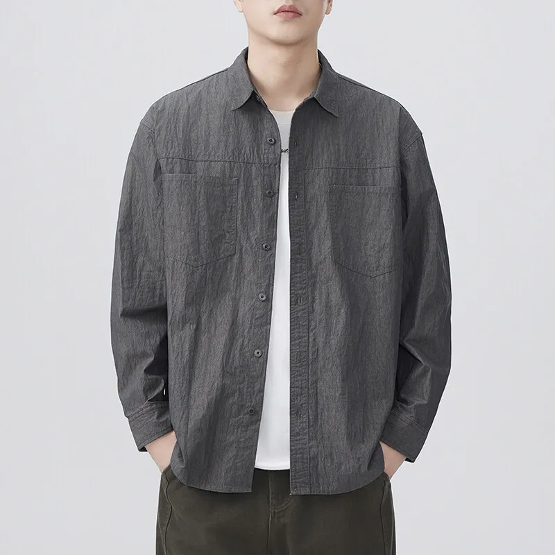 

Spring Autumn Men's Outdoor Fashion Loose Casual Streetwear Cityboy Plus Size Long Sleeve Cargo Shirts Blouses Man Clothing