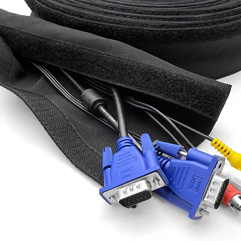 Expandable Self Adhesive Braided Wire Sleeve PET Nylon Wrap 10-100mm 1-10M Home Desktop Audio Visual Cable Organizer