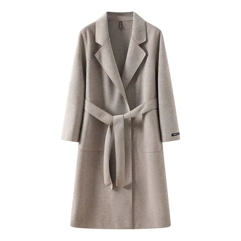 2026 Autumn and Winter New Coat Women's Korean Suit Collar Long Green Fashionable and Stylish Loose and Slimming Woolen Coat WLF