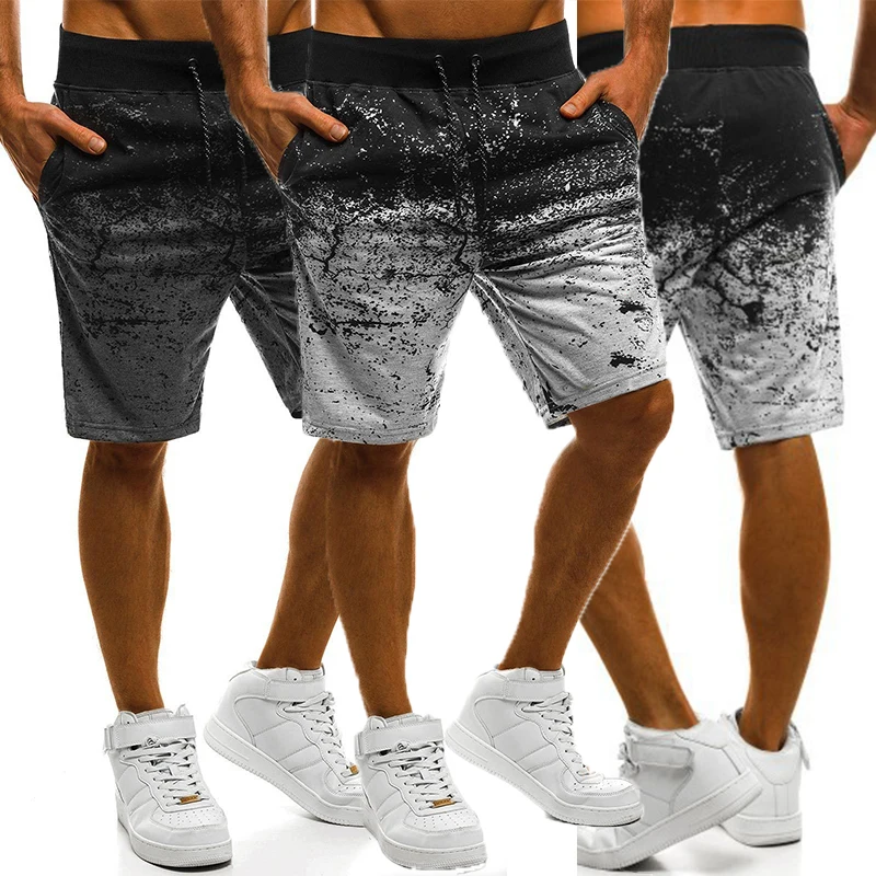 

Шорты мужские брызгивающие с чернилами, модные уличные штаны с эластичным поясом, камуфляжные короткие брюки с кулиской, мужские повседневные шорты, лето