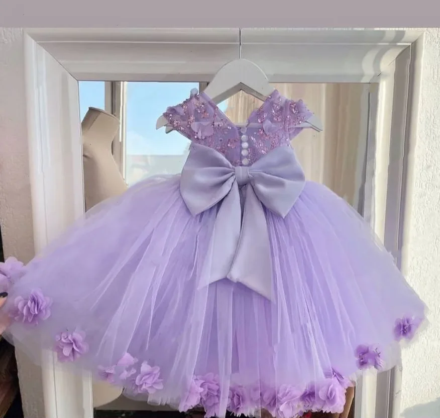 

Toddler Girl Lilac Christmas Princess Dress 12M Baby Girl Birthday Party Tutu Gown Babe Bow Beading Xmas Costume