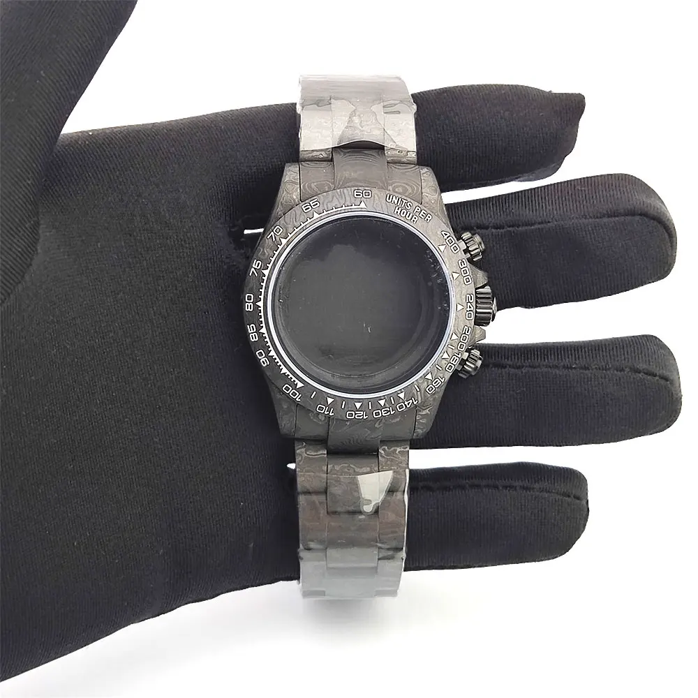 38mm 4130 VK63 carbon fiber case Sapphire crystal watch glass Carbon fiber strap Suitable for VK63 4130 movement Waterproof case